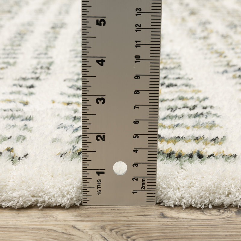 Delfine Dashed Lines Ivory/ Multi Area Rug, Rectangle 6'7" x 9'9"