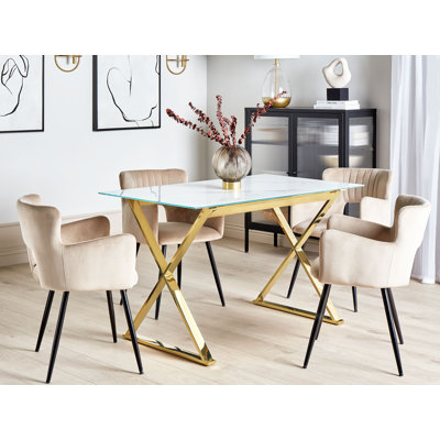 Chateaugay Glass Top Metal Base Dining Table