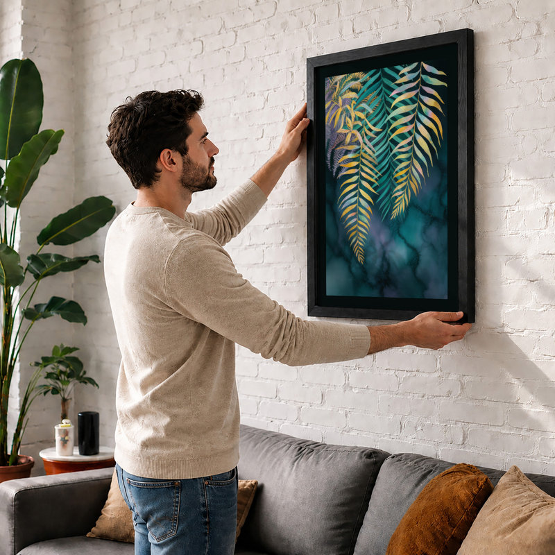 Gilded Fern Study Botanical - Print, Oak, A3 - 42.0 x 29.7 cm