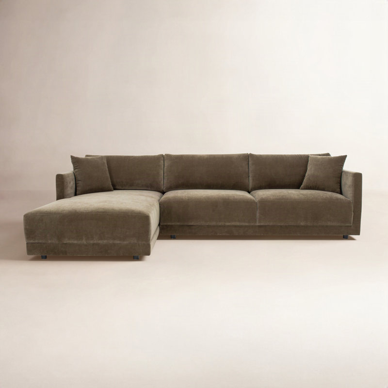 Vervino Upholstered Sectional, Moss Olive Green Performance Chenille, Left Hand Facing