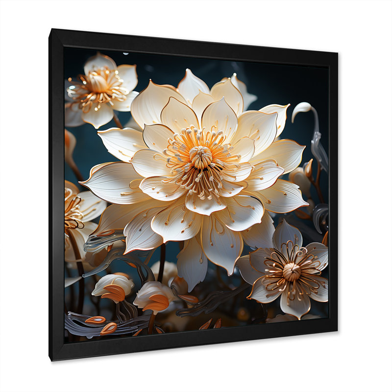 Opulent Reflections Lotus III - impression, H 36 po x l 36 po x P 1,5 po, Cadre simple noir