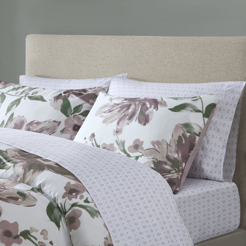 California King Gray Floral Microfiber Bed in a Bag Set
