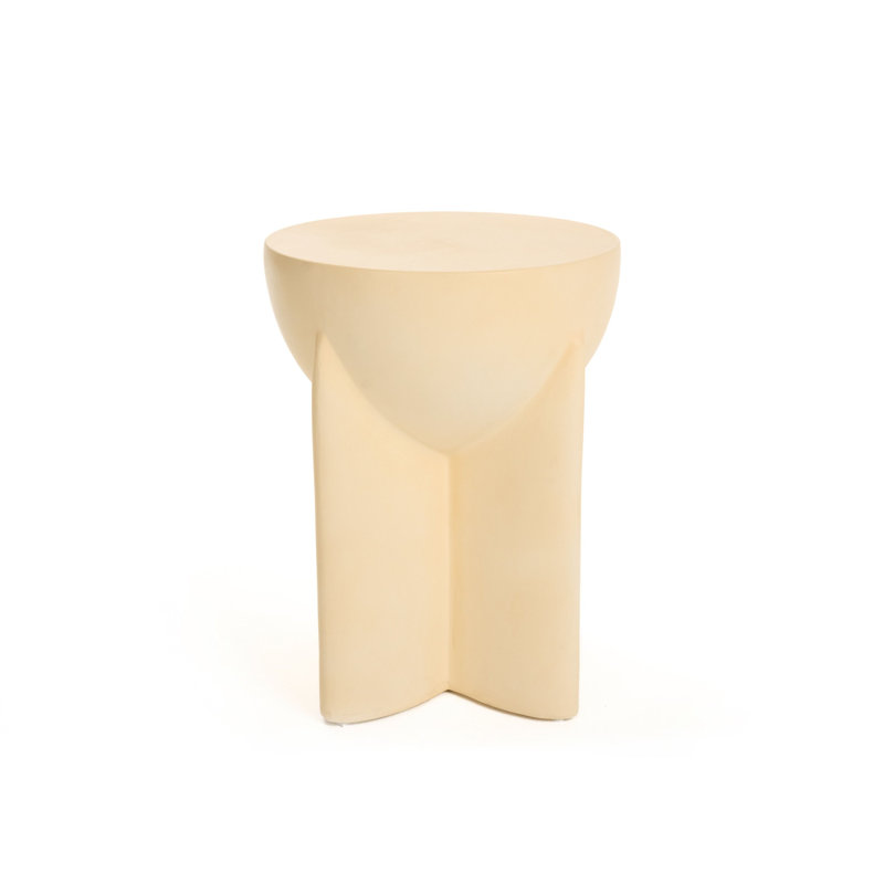 Soichi - Modern Concrete Round End Table, Beige