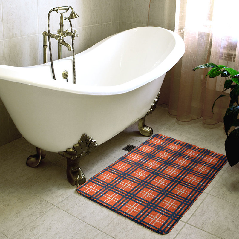 Memory Foam Non-Slip Bath Rug, 21" W x 34" L, Orange/Black 2