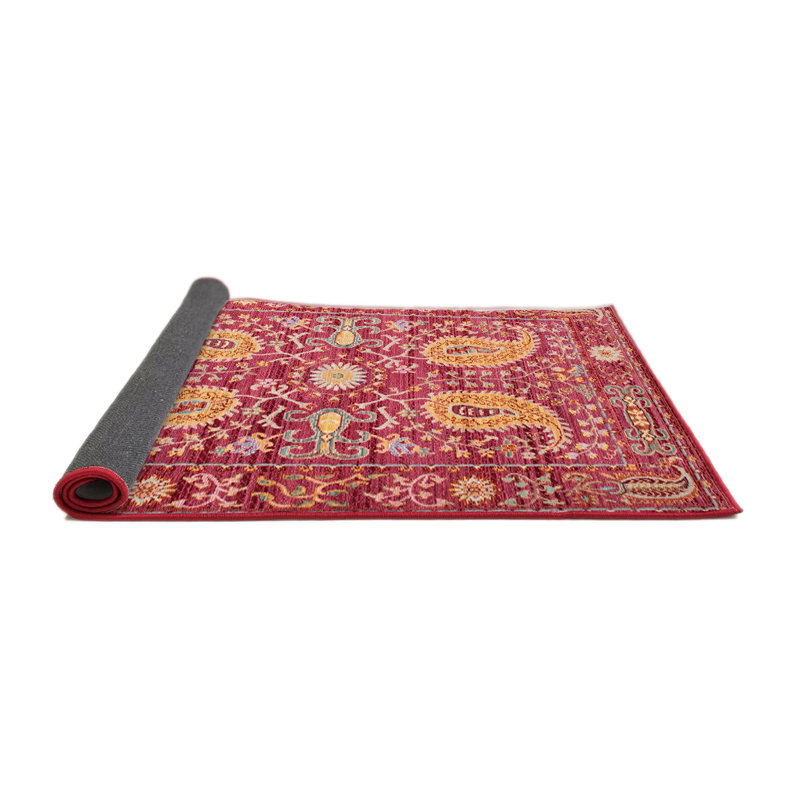 Tapis traditionnel rose / rouge / orange, Rond 8 pi