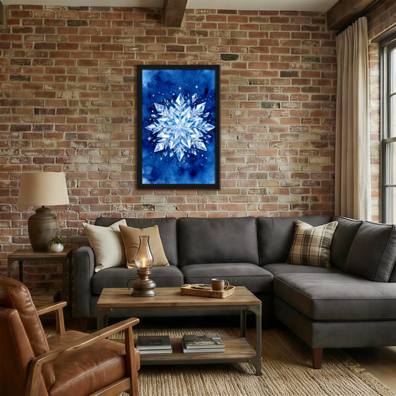 Étoiles de Noël flocon de neige en cristal sur fond bleu, H 18 po x l 12 po