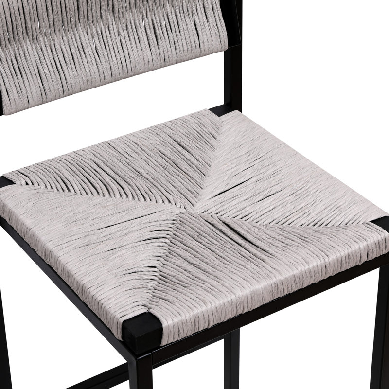 Ensemble de 2 tabourets de bar gris tissés à la main avec tabouret à hauteur de comptoir et tabouret de bar en papier tissé pour la cuisine, la maison et le bureau (gris)
