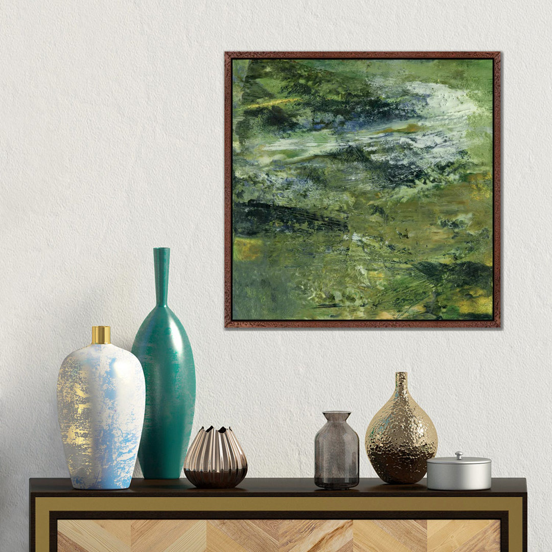 Encaustic Tile In Green III von Sharon Gordon - Galerie-umwickelte Leinwand Giclée auf Leinwand