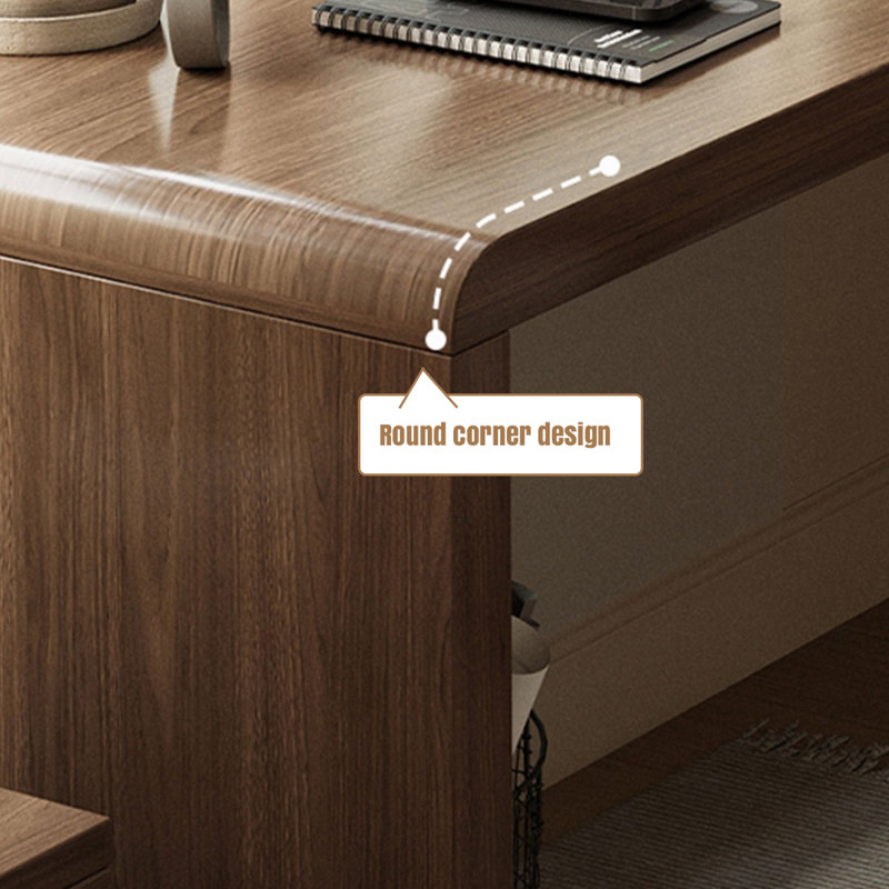 Bureau d'écriture en L en bois massif brun noisette, H 29,53 po x l 78,74 po x P 47,24 po, Retour à droite