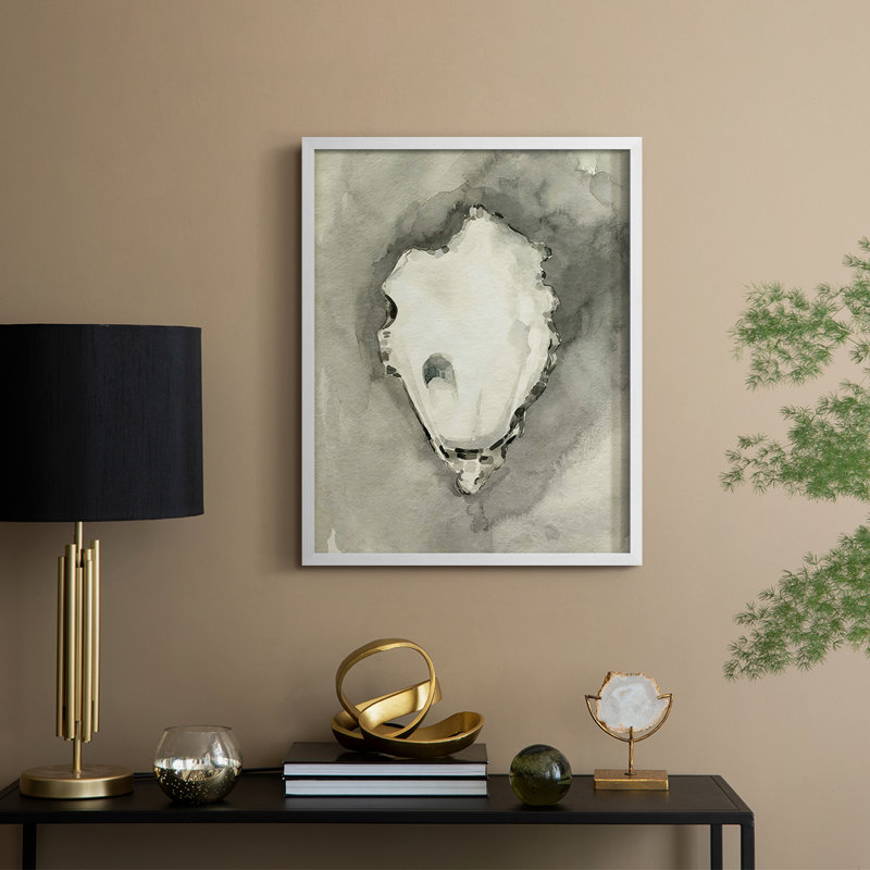 «Neutral Oyster Shell I», reproduction encadrée - bois massif, H 30 po x l 24 po, Blanc