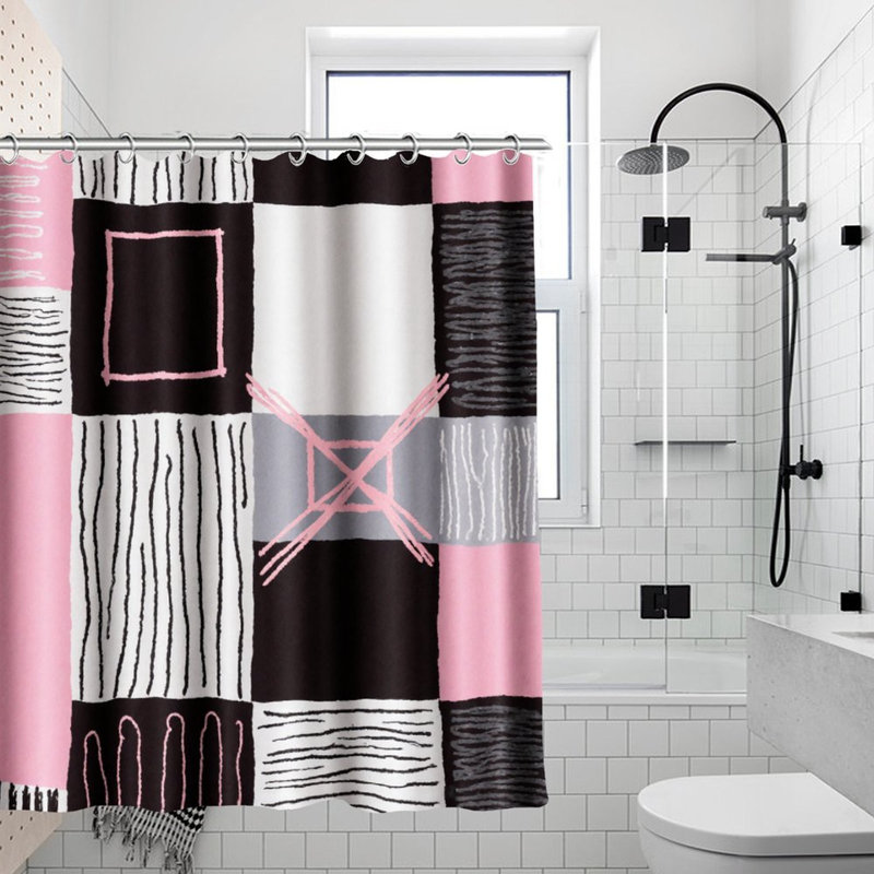 Rideaux de douche Modern, Carreaux roses
