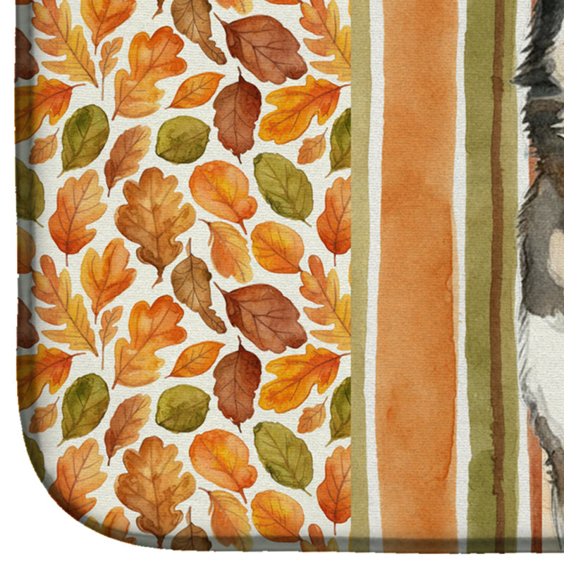Sable and White Alaskan Malamute Heirloom Fall Dish Drying Mat
