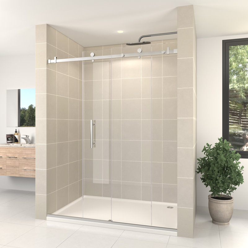 Julien 60'' - W x 76'' H Sliding Door Frameless Shower Door with Heat Soaking Process;Protective Coating Treatment, Chrome