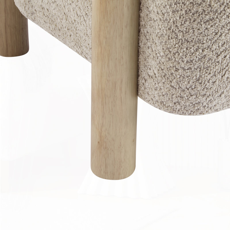 Chaise d'appoint rembourrée avec pieds en bois d'hévéa Lejon Boucle, Bois naturel, Blé