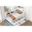 Lit de jour simple avec deux tiroirs de rangement, armoires de rangement et ports USB, blanc