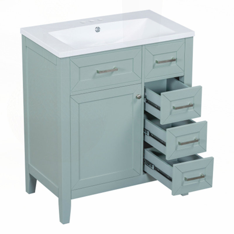 Meuble-lavabo 30 po avec lavabo, Vert / argenté