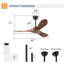 Ventilateur de plafond en bois massif de 42 pouces sans éclairage, avec interrupteur mural et télécommande-1441898510