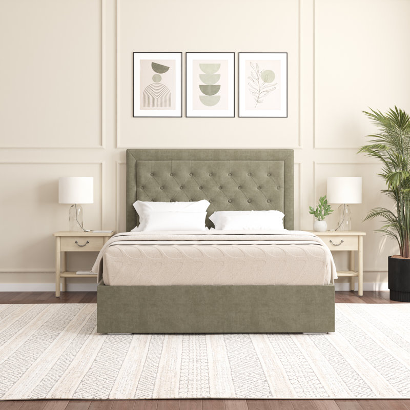 Merissa Upholstered Bed Frame, Double (4'6), Asphalt
