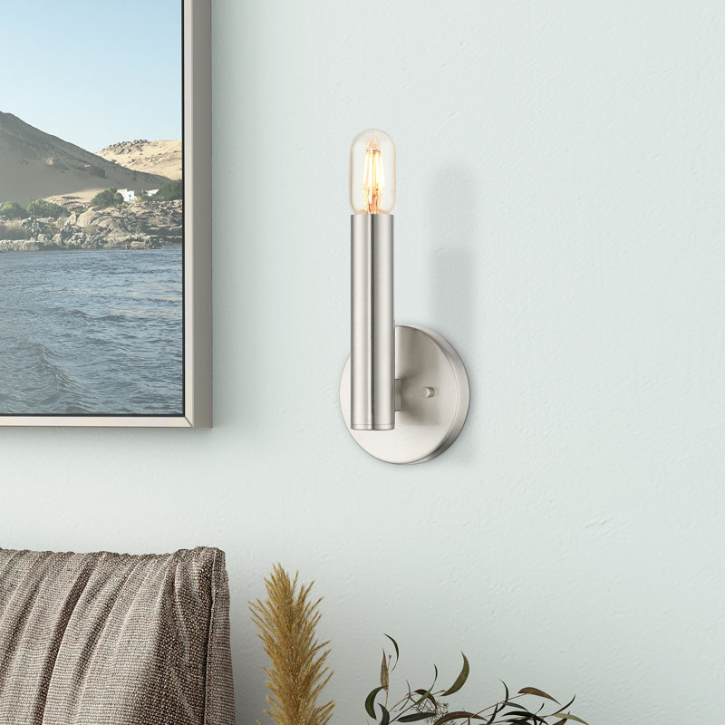 Applique murale en acier Marissah, Nickel brossé