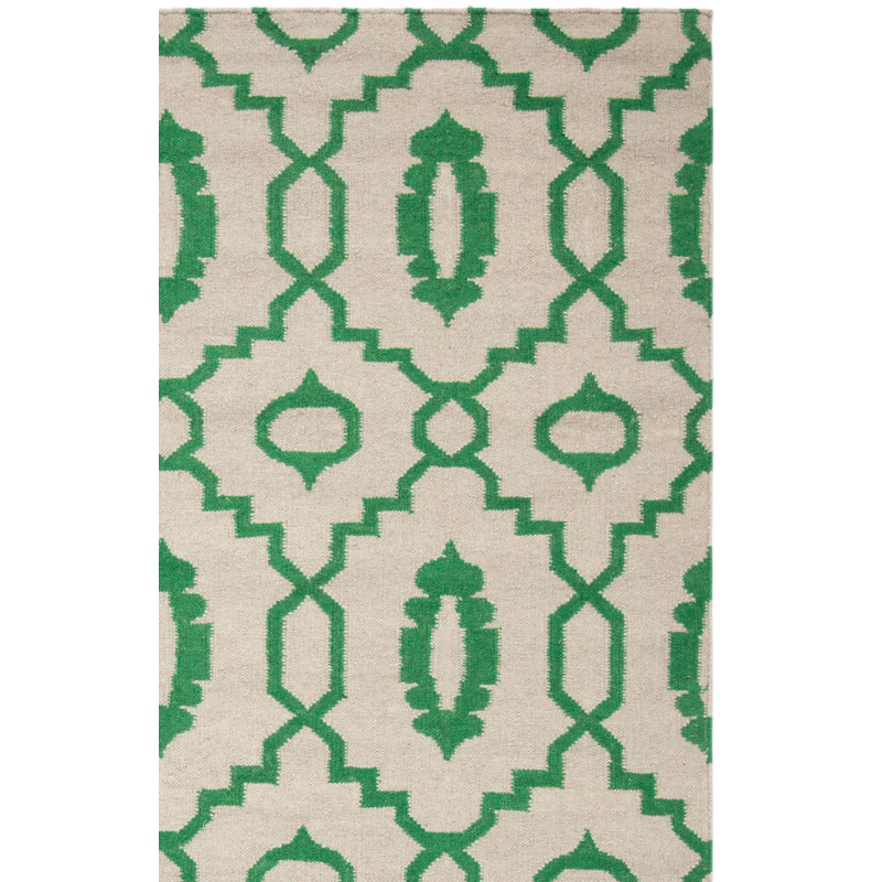 Tapis géométrique en laine tissé à la main Rodgers, Rectangle 9 pi x 12 pi