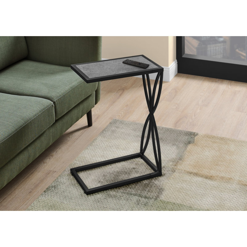 Table d'appoint Myafina, en forme de C, bout, côté, collation, salon, chambre à coucher, métal stratifié, contemporain, moderne