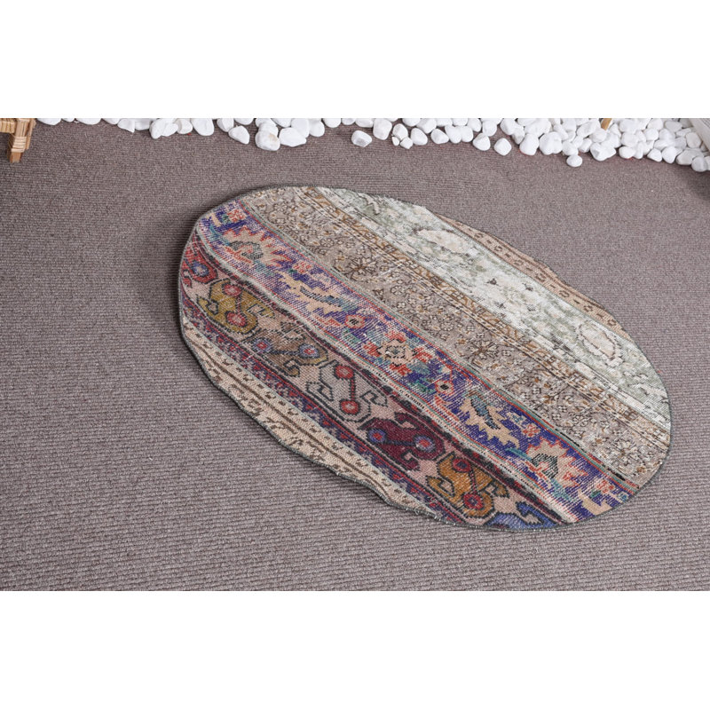 Tapis turcs, tapis décoratif, tapis beige, tapis rétro, tapis antique, petit tapis de 3,2 x 3,2 pieds