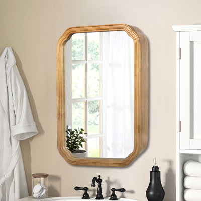 Miroir de salle de bain mural avec armoire de rangement, hauteur de 29,55 po, largeur de 19,62 po, conception élégante et moderne, fabrication en métal et en bois synthétique, tablettes réglables pour organiser les bijoux cosmétiques