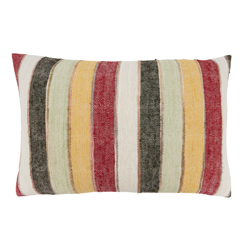 Multicolor Striped Cotton 16"x24" Throw Pillow