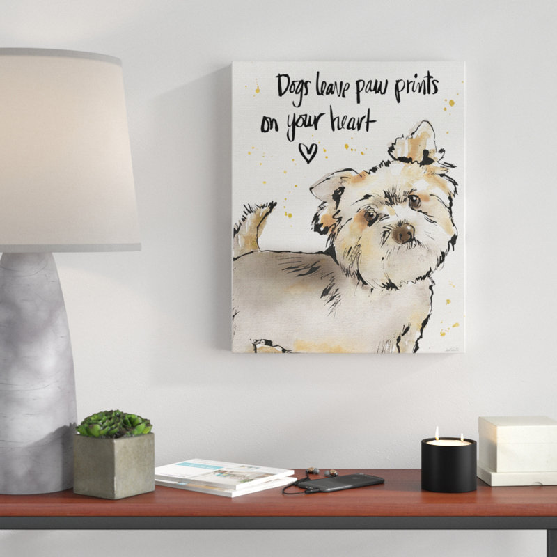 «dogs leaves ", impression des pattes de votre coeur" , impression, H 40 po x l 30 po, Toile tendue