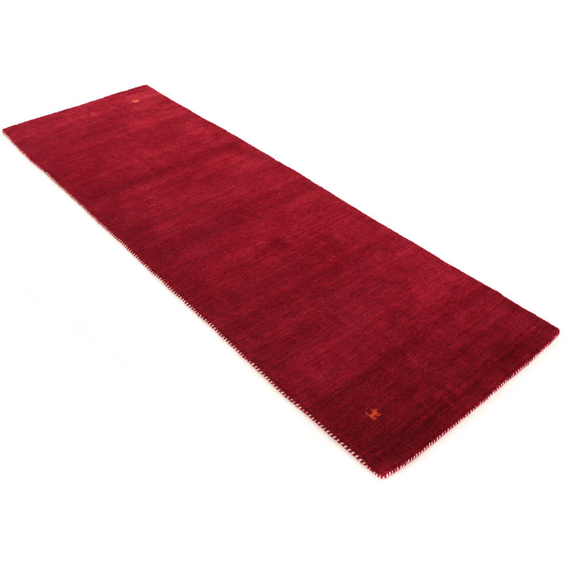 Handwoven Wool Gabbeh Uni Red Rug, Round 120cm