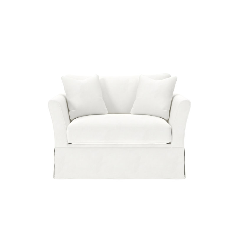 Chaise et demi rembourrée Shelby, Sergé blanc classique