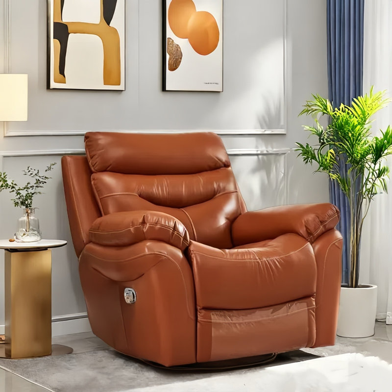 Quality fashion sofa swivel lazy home recliner, Brown Leather Match