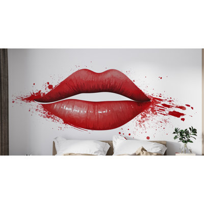 Autocollant mural à lèvres rouges, décoration murale rouge à lèvres, décoration pour salon de beauté, décor studio de maquillage, décoration glamour pour chambre, autocollant mural beauté tendance 379 g