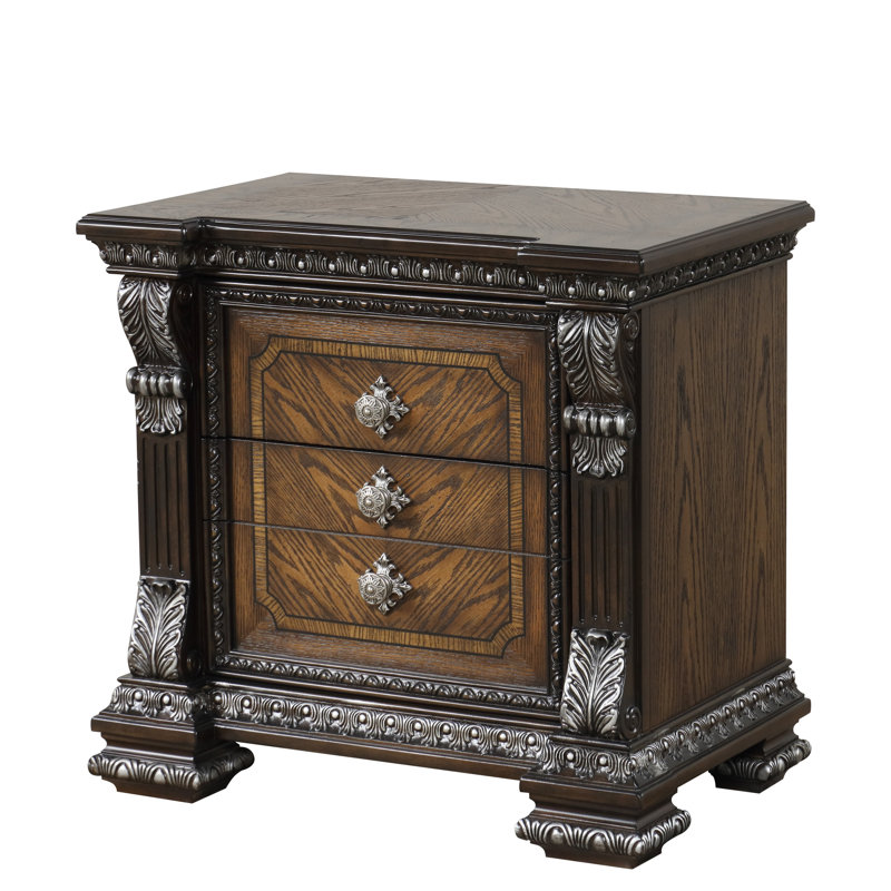 Table de chevet 3 tiroirs Swartwood, Brun