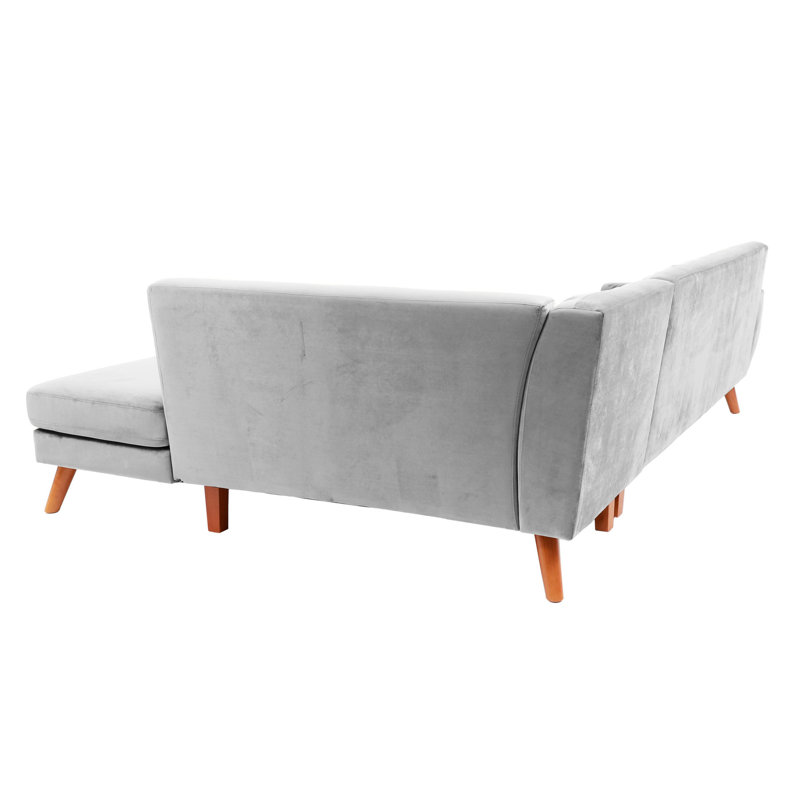 Canapé modulaire en velours gris - 2 pièces, canapé en velours à structure en bois 2 pièces, solidité