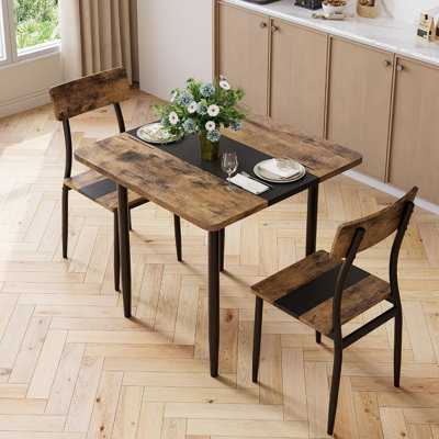 Ensemble de table de salle à manger pour 6 personnes avec chaises, ensemble de table de cuisine 7 pièces avec structure en métal et panneau de fibres à densité moyenne, conception de bureau à deux tons, gris