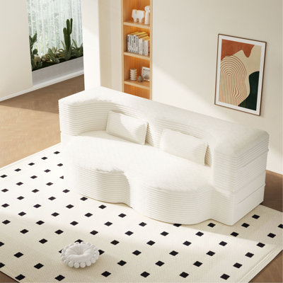 Canapé moderne avec 2 coussins, canapé-lit en velours côtelé et rembourré de mousse, matelas pliant simple de 15 po pour le salon, le lit d'invité, la salle de jeux, aucun assemblage requis