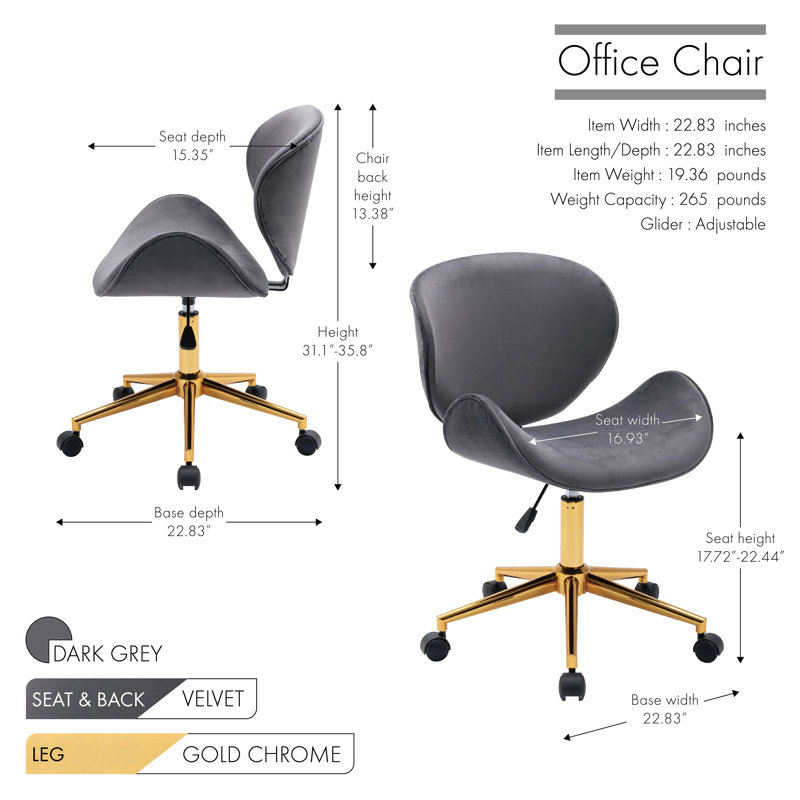 Chaise de bureau Bedfo, Gris foncé