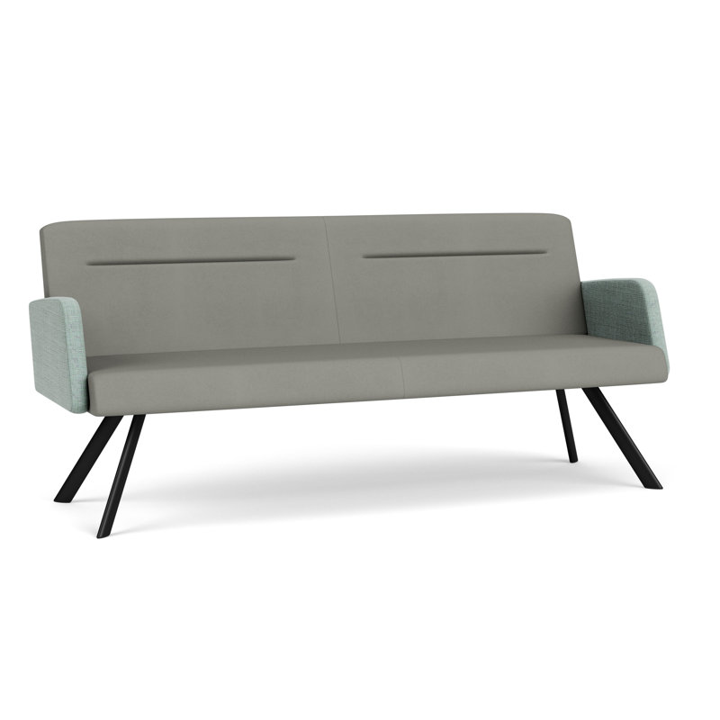 Willow Lounge Reception Sofa Steel Legs, Black, Patriot Plus Dove/Chambray Seafoam - Vinyl, Yes