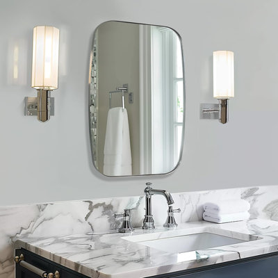 Modern Oblong Oval Bathroom Vanity Mirror | Stainless Steel Frame