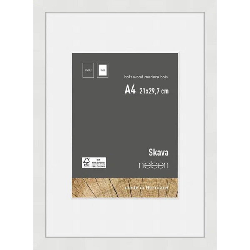Skava Wood Single Picture Frame, 29.7cm H x 21cm W x 2cm D, White