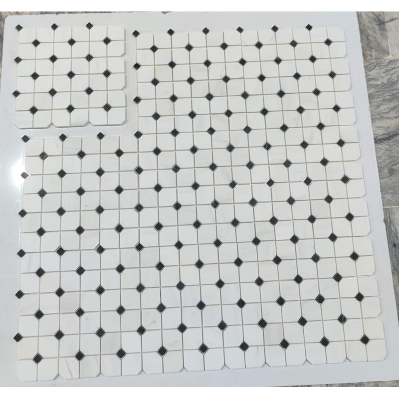 2 po HEX BIANCO DOLOMITE AVEC NOIR