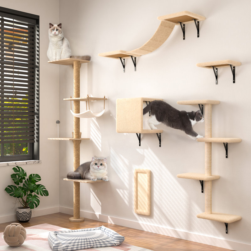Damyanti Wall-mounted Cat Tree Tower Shelved 6 Pcs Climbing Centre