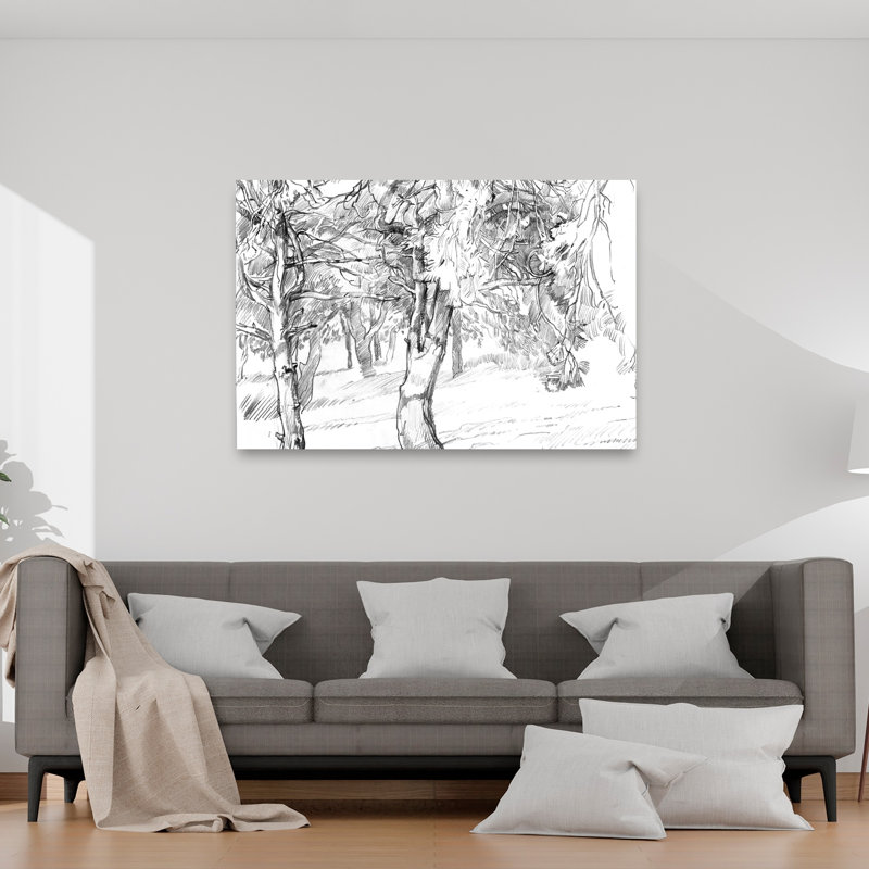 Reproduction d'art mural forêt ombragée, paisible, forêt abstraite, impression d'art mural, 40" H x 60" W