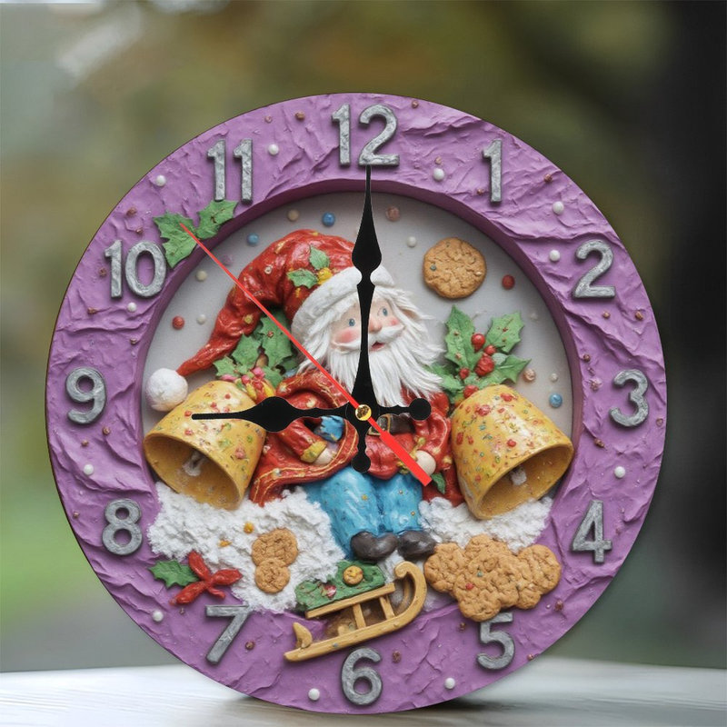 Horloge de Noël - Père Noël avec clochettes