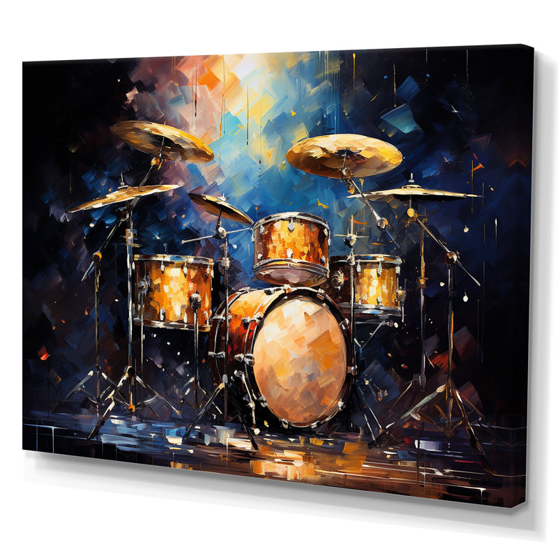 Timpani Twilight Starry Slate - musique, art mural, H 24 po x l 32 po x P 1 po, Toile tendue