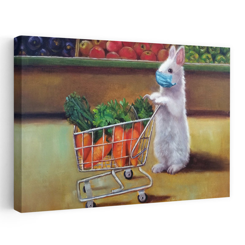 Quarantaine - animaux, urbain et pop, surréalisme, humour, lapins, art, H 32 po x l 48 po