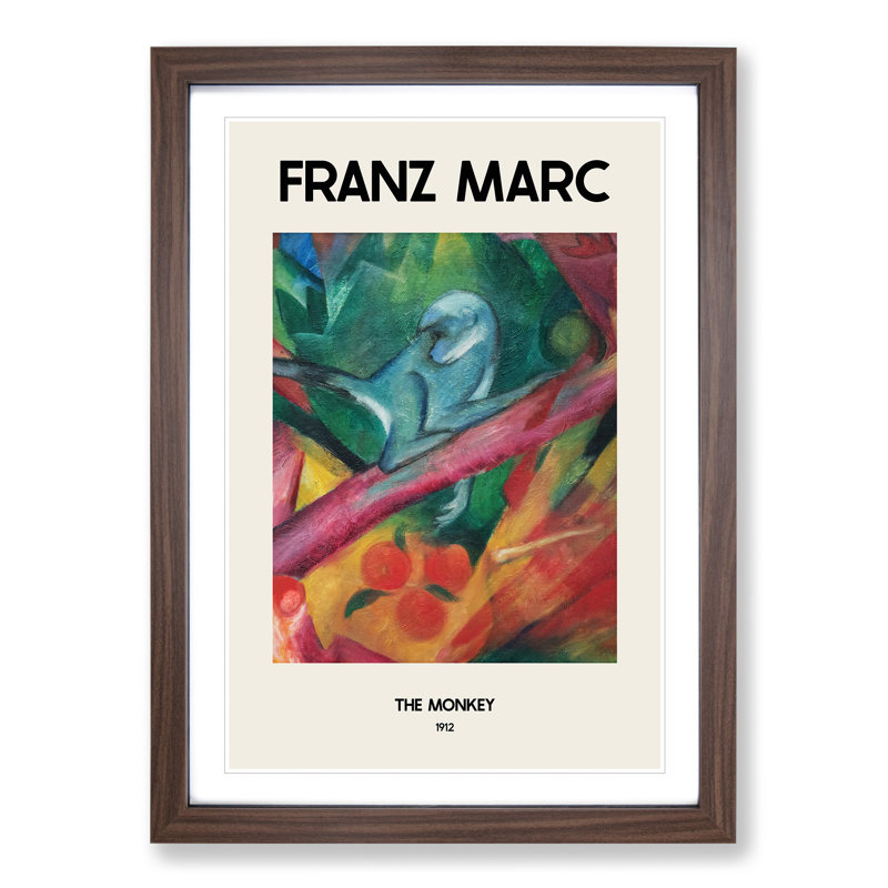 The Monkey by Franz Marc - Picture Frame Painting, 36cm H x 27cm W x 2cm D, Walnut Framed
