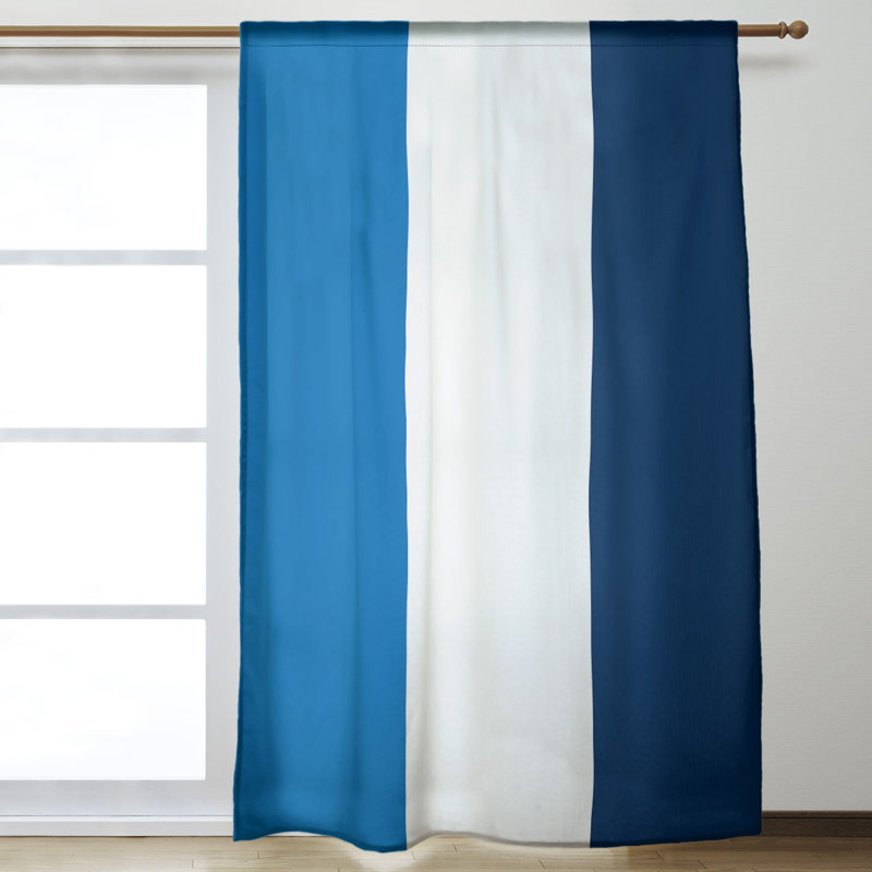 Striped Room Darkening Rod Pocket Single Curtain Panel, Pittsburgh Baseball Blue/White/Navy