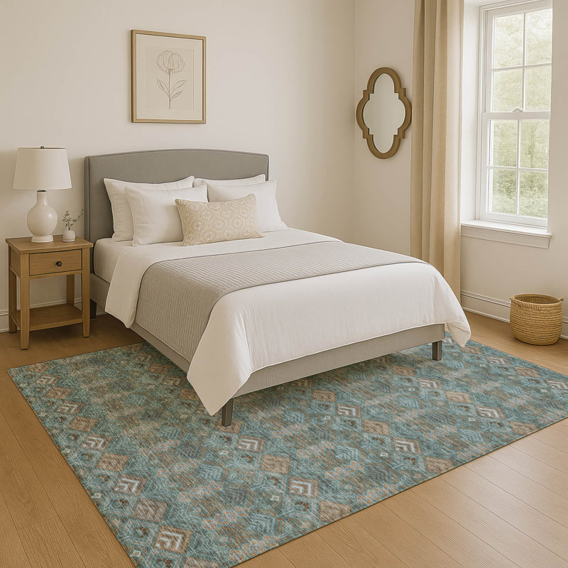 Tapis de qualité supérieure lavable à la machine Mayfield AMF2487, Teal, 5' x 7'6"